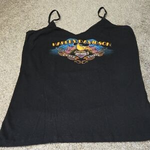 Harley-Davidson Black Camisole with Multicolor Eagle Logo